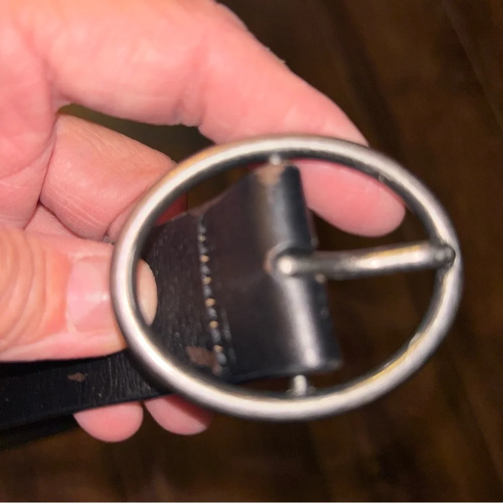 American Eagle Vintage Black leather belt with silver buckle size XS